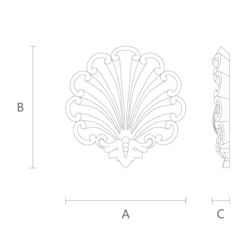round ornate shell wood applique 